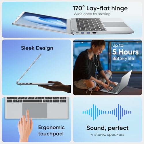 Laptop Computer, 32GB RAM 512GB SSD Laptops, 6500Y Processor (up to 3.4GHz), 15.6" FHD IPS Display, Laptop for Student and Business, WiFi 5, BT 5.0, Sliver